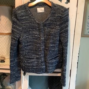 IRO Carene knitted navy wool blend jacket, size M, EUC, $85.